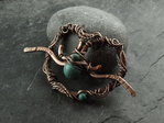Haarspange - halfup, Kupfer antik, türkis
